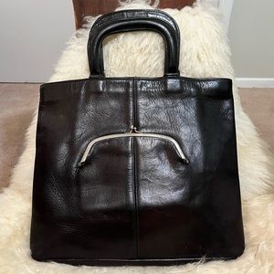 Vintage Coach Kisslock Skinny Tote Bag 9450 Mocha Brown